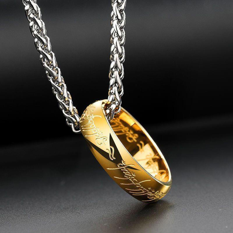 Hot Sale#Magic Ring Titanium Steel Men's Necklace Japanese and Korean Style Domineering Lord of the 