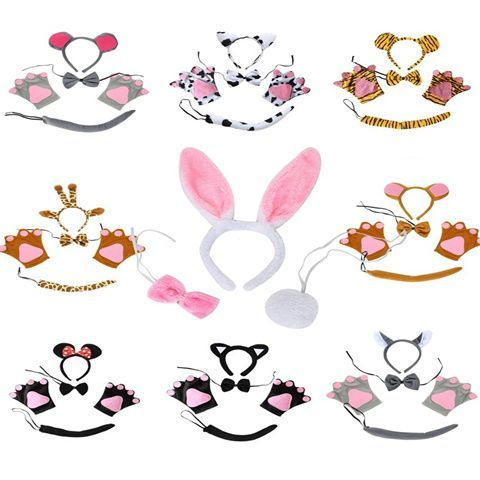 New Product#Children's animal performance headbands, headwear, bow ties, gloves, tails, cow, tiger, 