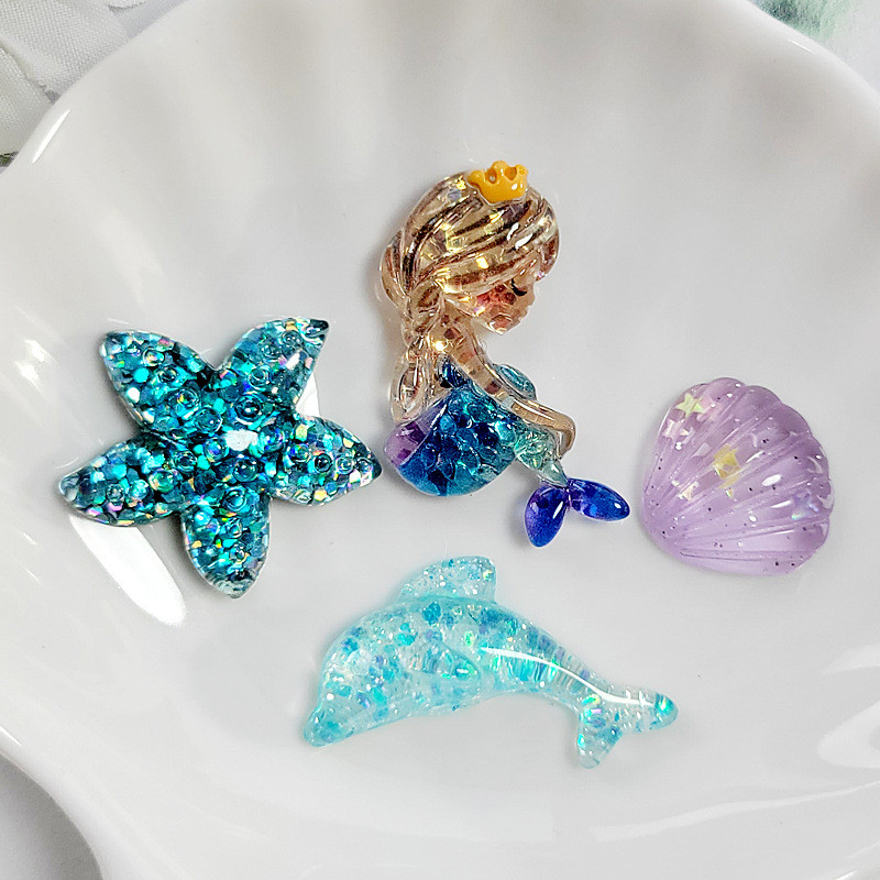 [คลังสินค้าพร้อม 100 ชิ้น] Mermaid Star Series น่ารักการ์ตูนเรซิ่นอุปกรณ์เสริม diy ของเล่นเด็กอุปกรณ์เสริมผมเคสโทรศัพท์วัสดุตกแต่ง