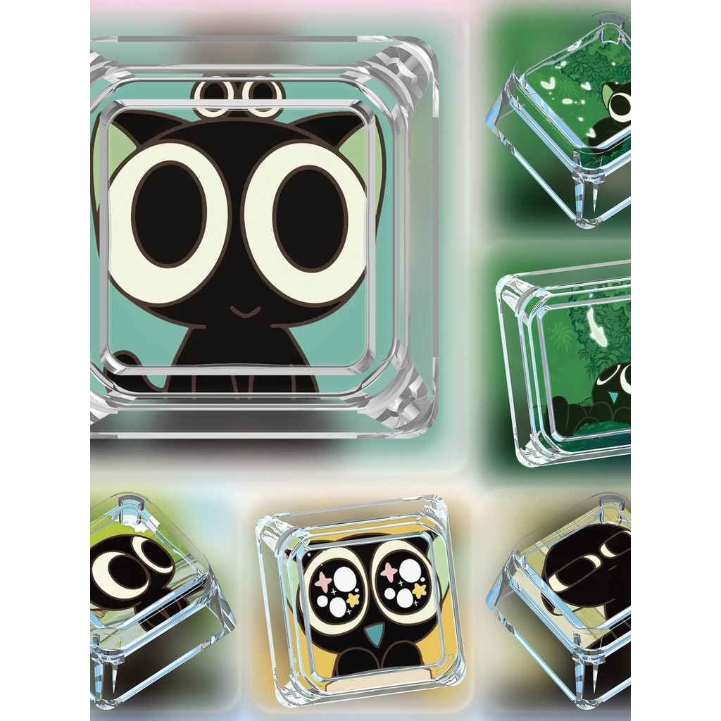 keycap คีย์แคปใส Creative Keycap การ์ตูนเดี่ยว Cross แกน Luo Little Black Wars คีย์บอร์ดแบบกลไก woot