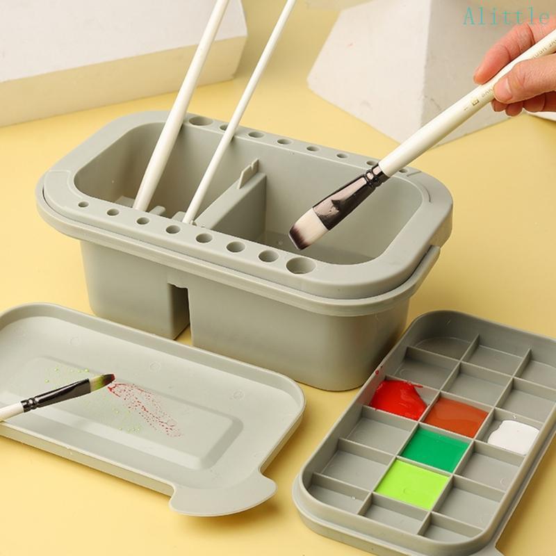 Alia Brush Washing Bucket Artist Brush Washer Paint Brush Cleaner with Palette Box Paint Brush Washe