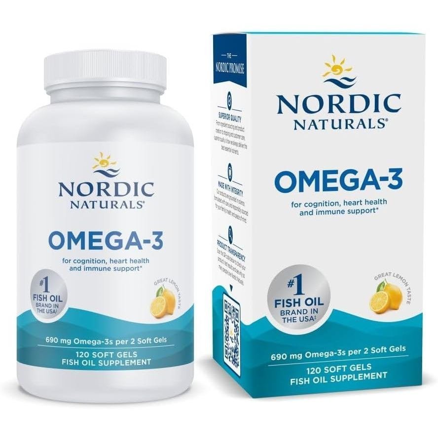 Nordic Naturals Nordic Omega-3 Soft capsules - Omega-3 Essential Fatty Acid，Lemon Flavor, P6783, 120