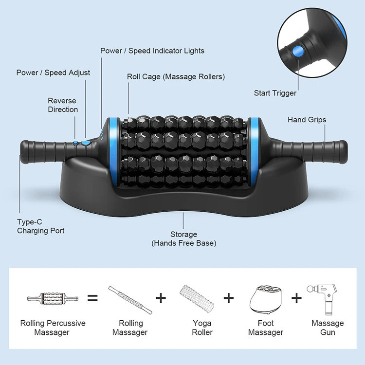 ไร้สาย Body Rolling Percussive Massager RPM นวดกระทบ 5 สปีดคอ, ขาหลังและไหล่นวดสําหรับบรรเทาอาการปวด