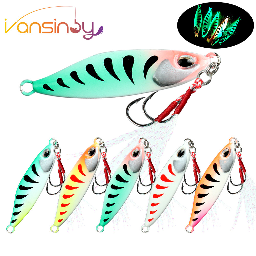 เหยื่อล่อตกปลารุ่นใหม่ Luminous Jigging Hook Spinner ขนาด 7g, 10g, 15g และ 20g ทำจากโลหะคุณภาพดี