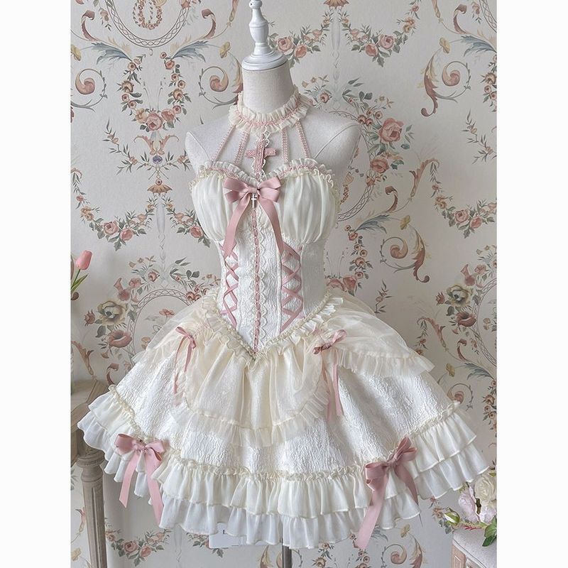 พร้อมส่ง Lolita Cross Princess Dark Gothic doll Lolita Halter Dress