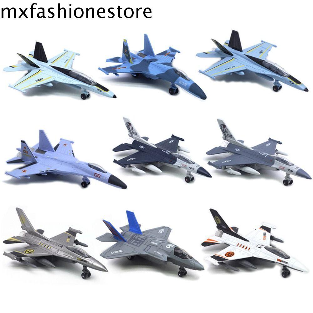 MXFASHIONE ของเล่นเครื่องบินรบ, F16 F22 F35 Pullback & Go Aviao Plane รุ่น, Tabletop Decor จําลองแสง