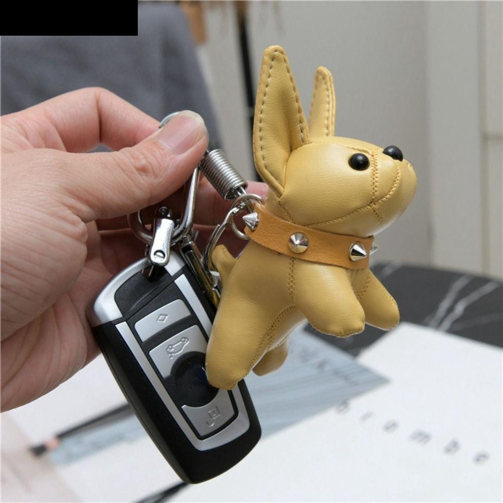 Aubrey1 พวงกุญแจหนังอ้วน, จี้สุนัข French Bulldog, กระเป๋าแฟชั่นแขวนตุ๊กตาสุนัขการ์ตูนประณีตเพื่อน