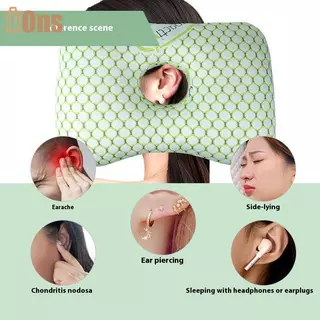 Ons ผ้าฝ้ายบรรจุหูเจาะหมอน Breathable Ergonomic หมอนรูหูแบบพกพาสบายต่างหูหมอนที่