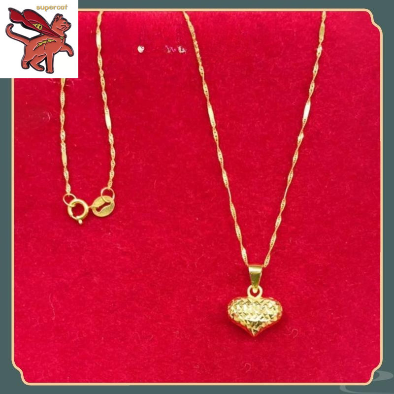 18K Saudi Gold Pawnable PAWNABLE NASASALA TWISTED CHAIN W/ DIACUT HEART PENDANT สร้อยคอ 18