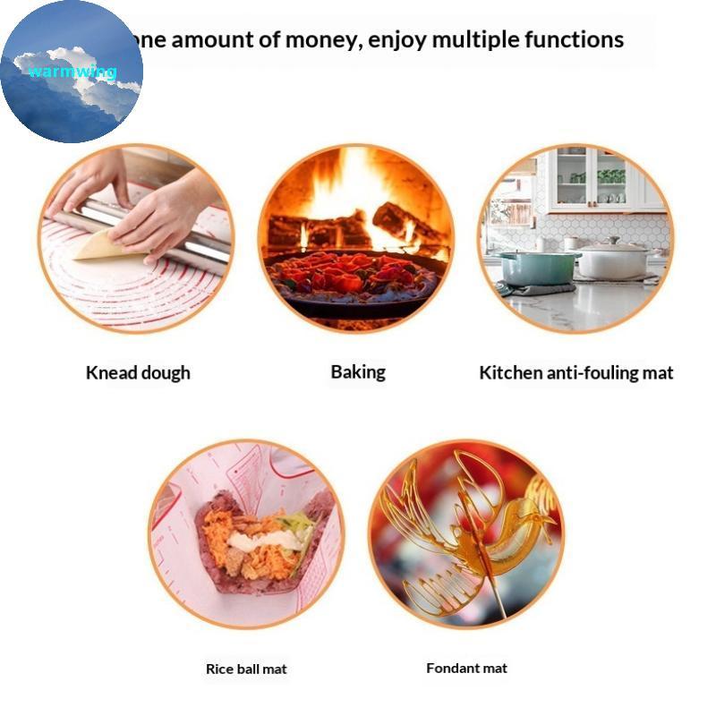 Warmwing ซิลิโคนเบเกอรี่ Mat Pastry Rolling นวด Pad ครัวเครปพิซซ่าแป้ง Non-Sti Pan Pastry Mat TH