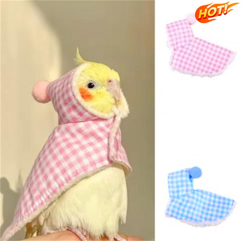 <DK>-Soft Bird Cape Cloak เครื่องแต่งกายสําหรับนกแก้วและนกกระตั้มในสีชมพูอ่อนและสีฟ้าที่สวยงาม