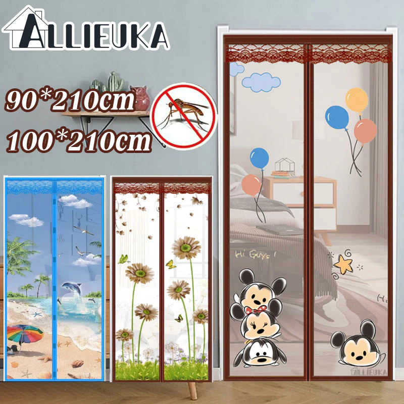 Allieuka ม่านประตู ป้องกันยุง ม่านประตูแม่เหล็กกันยุง ติดตั้งง่าย ห้องครัวห้องนอนห้องน้ำ 5สี 100X210cm