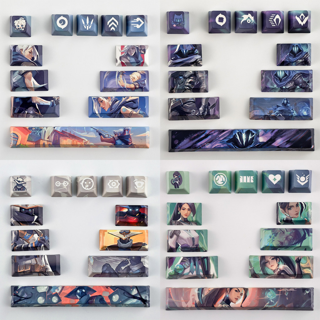 MAIMOOO Valorant Keycap Cherry Profile 12pcs PBT Dye Sublimation Mechanical Keycaps Wooting อะนิเมะ Gaming Keycap DIY Cool Reyna Cypher ISO Sage Clove Jett Omen Keycap