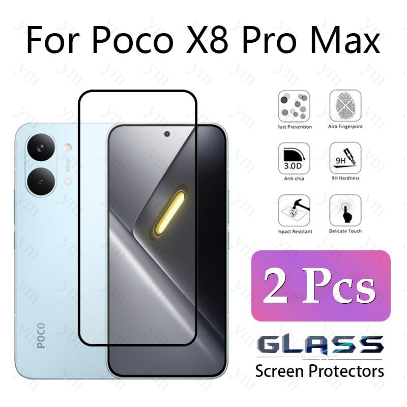 2 ชิ้น Poco X8 Pro Max HD กระจกนิรภัยป้องกันหน้าจอสําหรับ Poco C85 C75 C71 C75x X8 X7 M7 X6 M6 Pro M