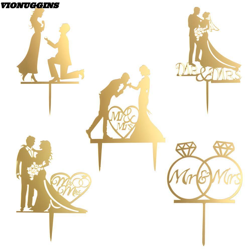 VIONUGGINS เค้ก Topper DIY หัตถกรรมงานแต่งงานอุปกรณ์เจ้าสาวเจ้าบ่าว Mr Mr Mr Mr