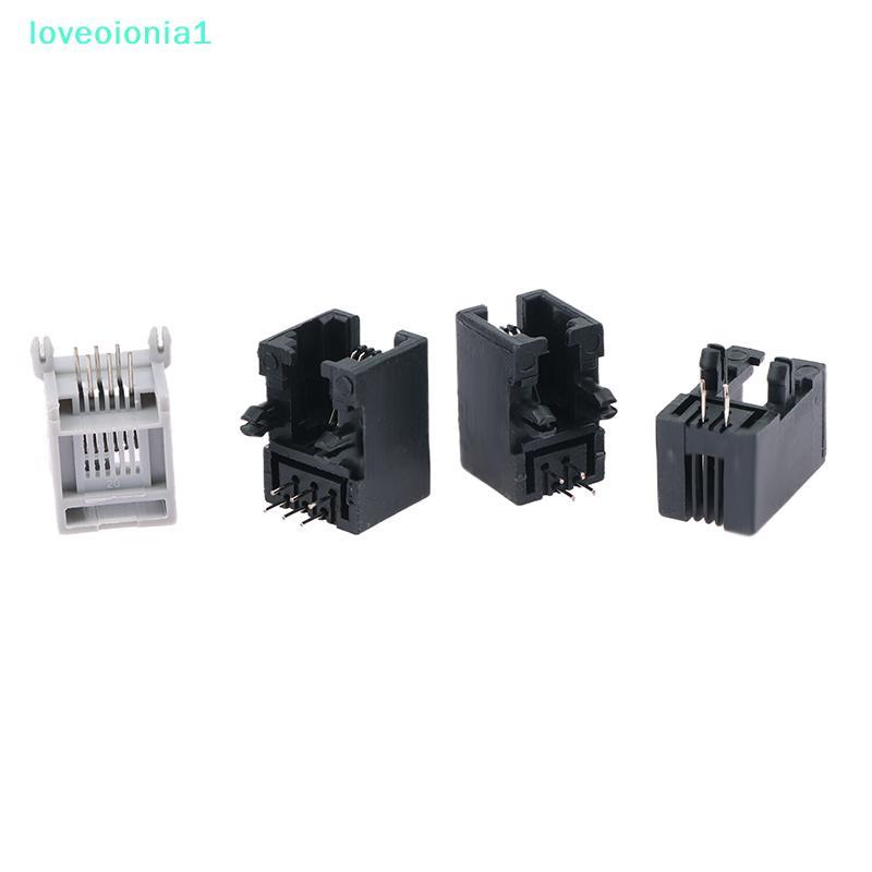loveoionia1 10PCS RJ11 โทรศัพท์ Soet โค้ง Pin 95001 4P4C 6P6C 6P4C หญิง Ja Pcb Connector โทรศัพท์ So
