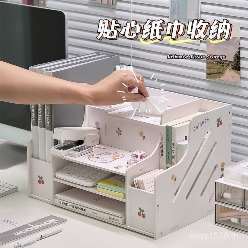 จัดระเบียบโต๊ะจัดเก็บชั้นวางวัสดุ คั่นหนังสือ กล่องแฟ้ม 4 คอลัมน์แฟ้มหนาคอลัมน์สี่เท่าชั้นวางไฟล์การ