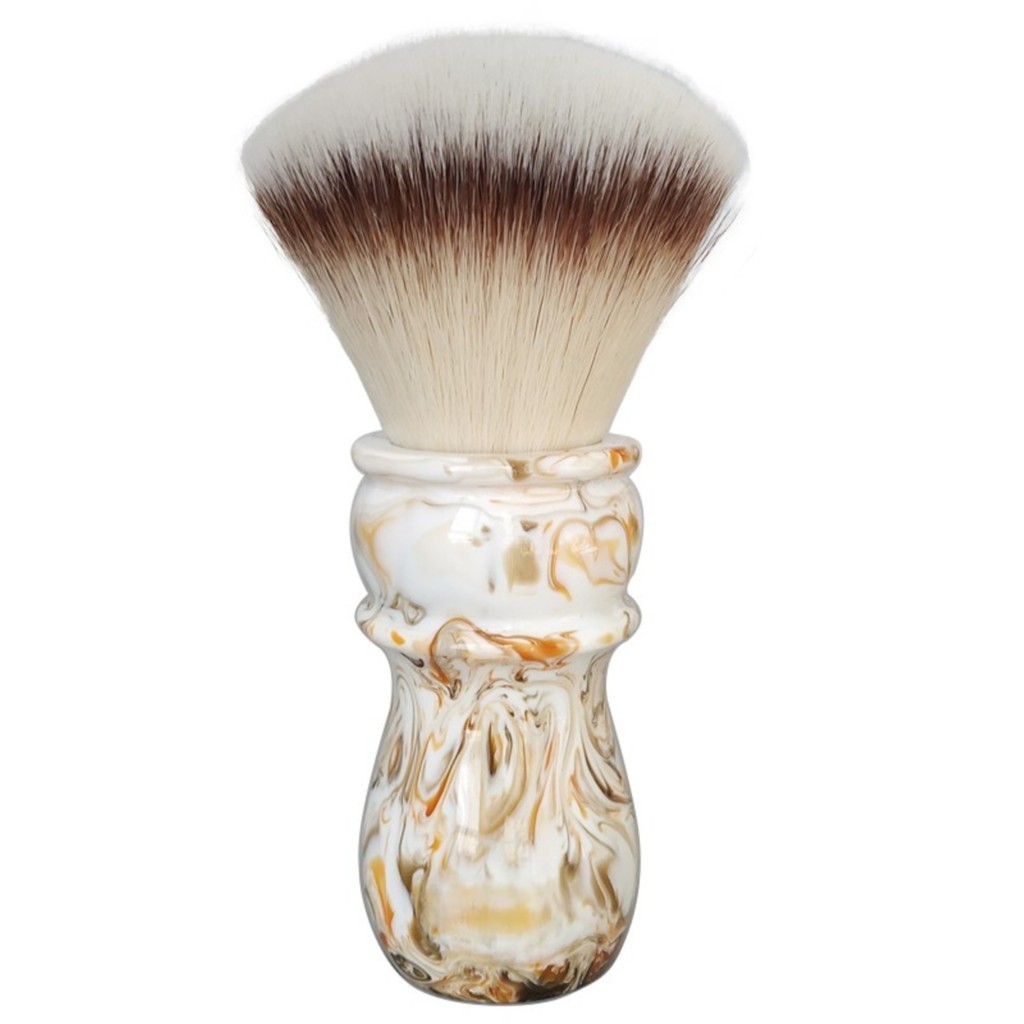 Disa Mens Long Coffee A2S Soft High Elastic Fan-Shaped Rayon Shaving Brush Shaving Soap Foam Beard B