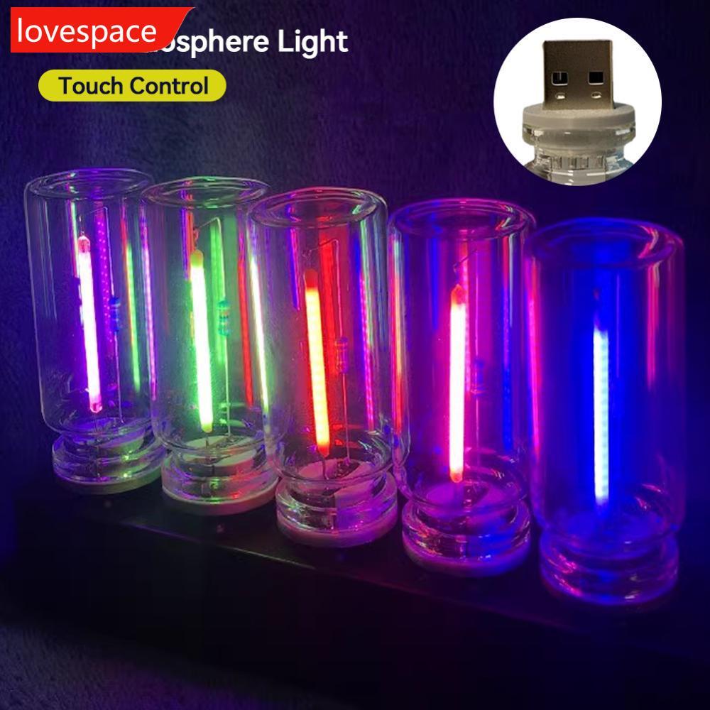 LOVESPACE 1 PC Touch Control รถ USB LED Light บรรยากาศหลอดไฟหลอดไส้ LED Filament Night ตกแต่ง F7N7