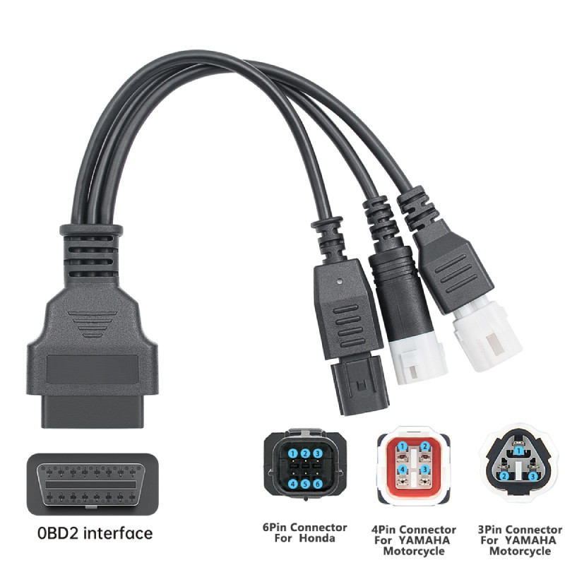 OBD2 3 ใน 1 6pin สําหรับ Honda Yamaha Y15 V2 Y16 N-MAX X-MAX 3pin & 4pin รถจักรยานยนต์ 16Pin OBDII ว