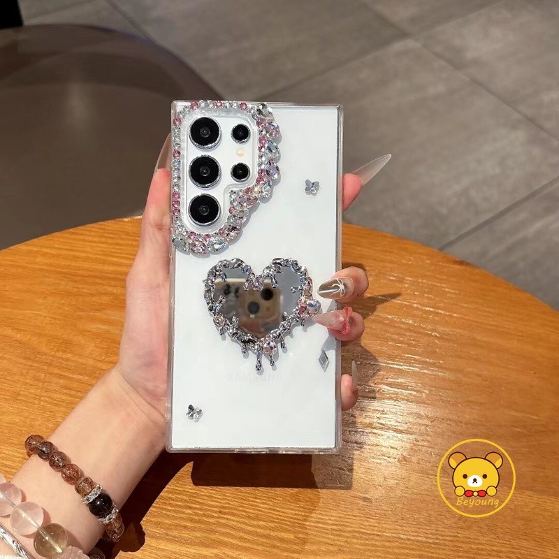 เคสกระจกรูปหัวใจสําหรับ Huawei Nova Y91 Y90 Y73 Y72 Y70 Plus Y61 Y60 7i 7 Pro 6 SE 5T 5 5i Pro 4 4E 