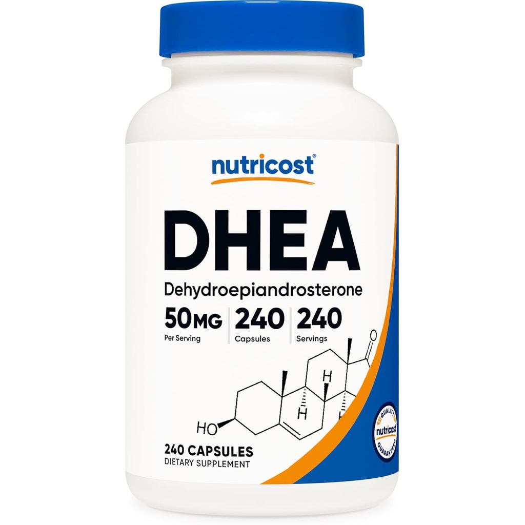 แคปซูลNutricost DHEA 50mg ขนาด 240 เม็ด ปราศจากกลูเตนและถั่วเหลือง ไม่มีGMΟ