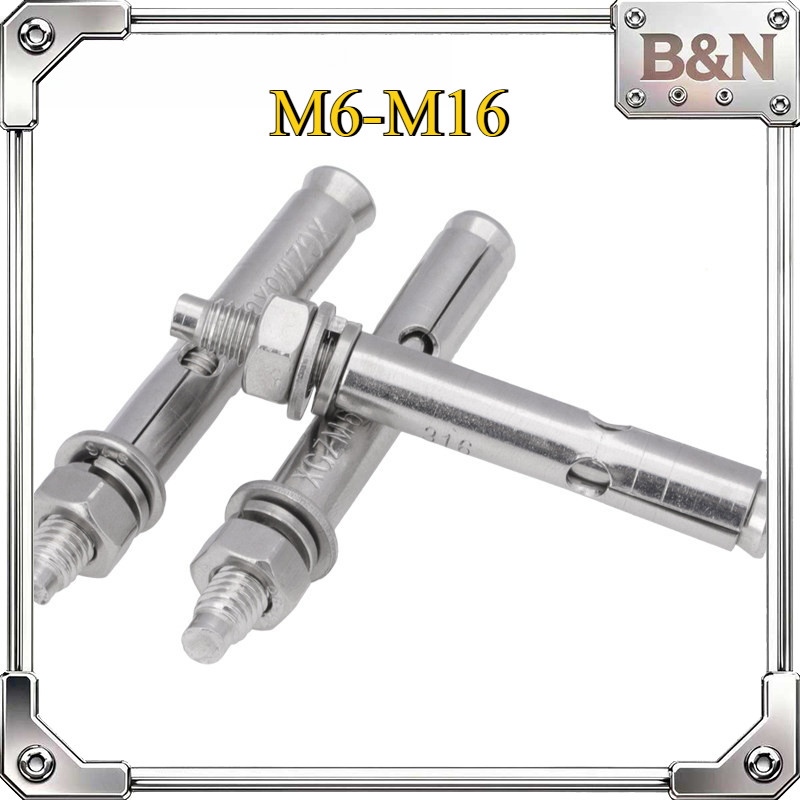 316 สแตนเลสสตีลขยายสกรู bolt  Sleeve Expansion Anchor Bolt M6/M8/M10/M12/M14/M16 * L50-150 มม.B&N-1