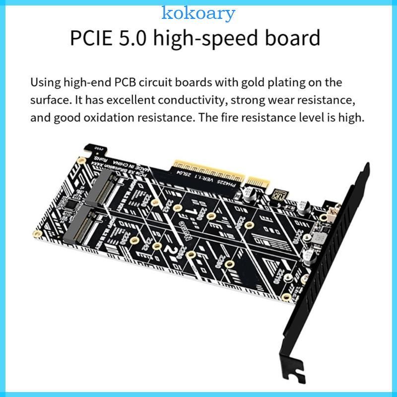 KOK PCIE ถึง NVME Double Bay Converter การ์ดขยาย M 2 NVMe to PCIE X8