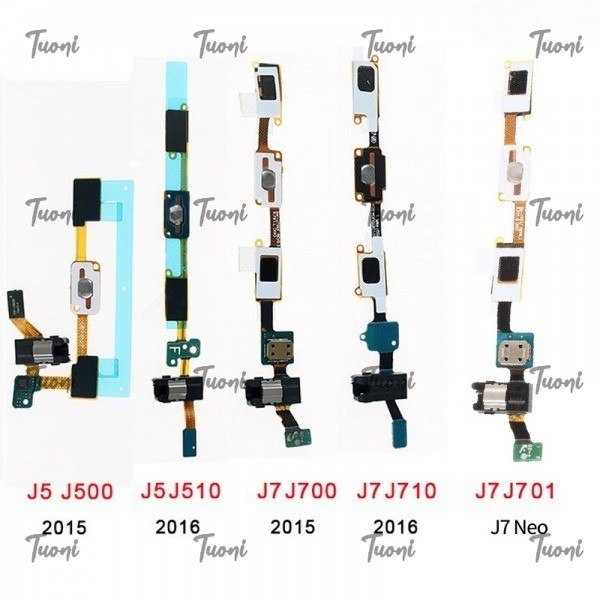 ปุ่ม Home Flex สายพร้อมแจ็คหูฟัง Flex Replacement สําหรับ Samsung Galaxy J3 J310 J320 J5 J500 J510 J