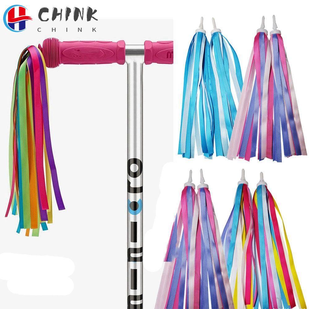 CHINK 2 ชิ้น Streamers พู่ขี่จักรยานอุปกรณ์เสริมเด็กผู้หญิงจักรยานจักรยานตกแต่ง