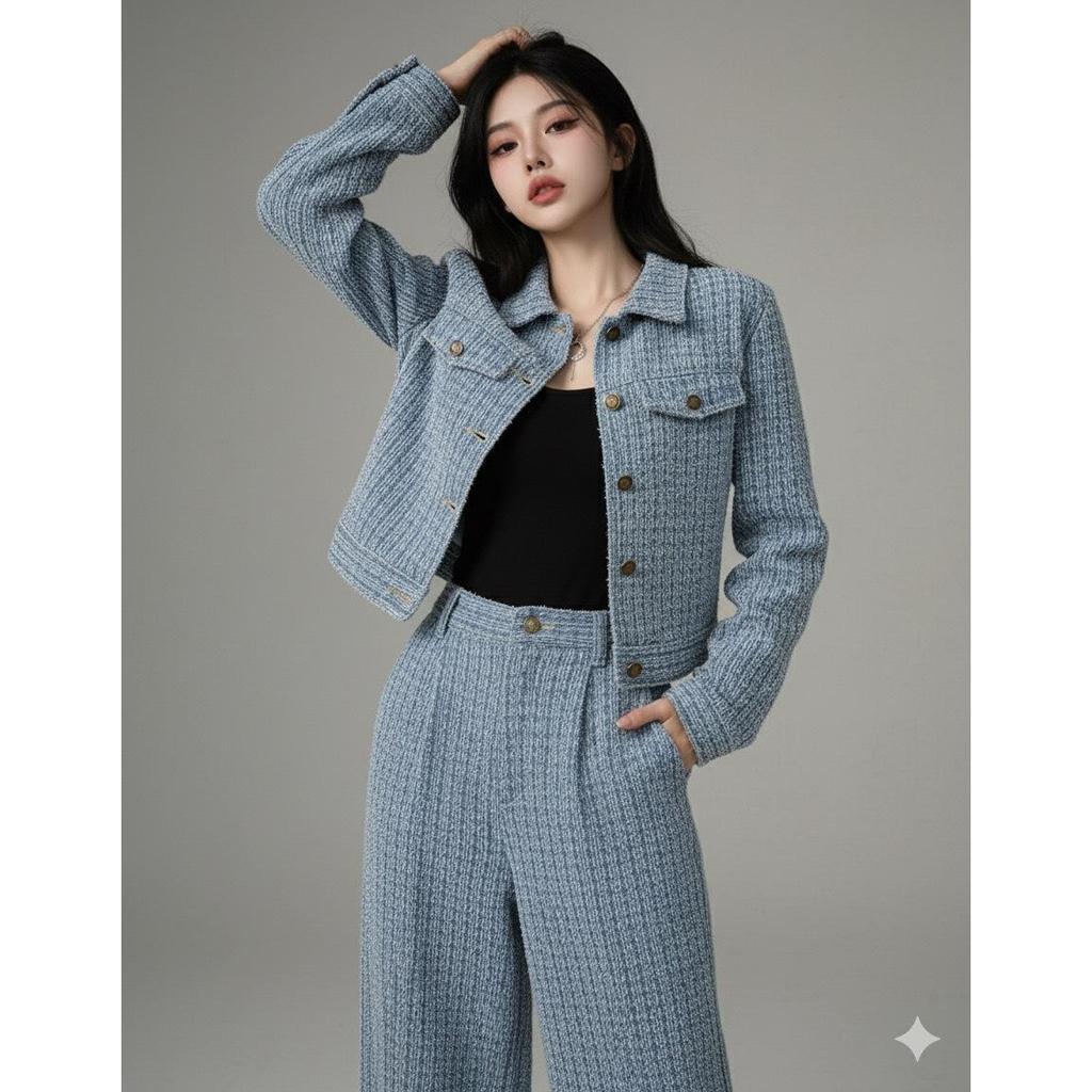 เซ็ตยีนส์งานสะกิดหน้าผ้า ดีเทลผ้าทอยีนส์ ผ้าใส่สบาย ระบายอากาศดีไม่ร้อน-6020