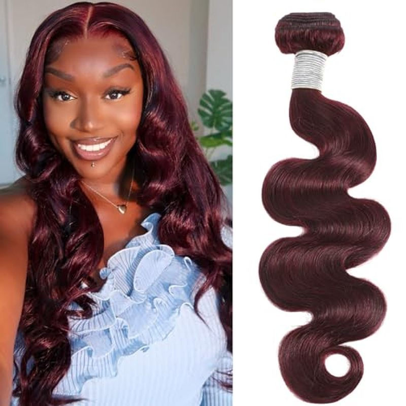 99j Dark Burgundy Body Wave 100% Brazilian Virgin Remy Hair - 3 ชิ้นพร้อม Frontal Lace ขนาด 13x4 inc