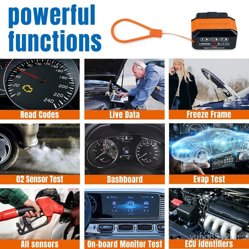 KONNWEI KW906 ELM327 V1.5 Pic18F25K80 OBD2 เครื่องสแกนเนอร์บลูทูธ 5.0 สําหรับ Android/IOS OBD 2 เครื