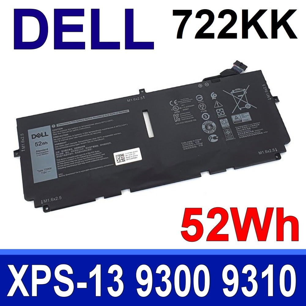 722KK DE.LL XPS 13 9300 13 9310 2XXFW WN0N0 FP86V P117G002 P117G P117G001 แบตเตอรี่