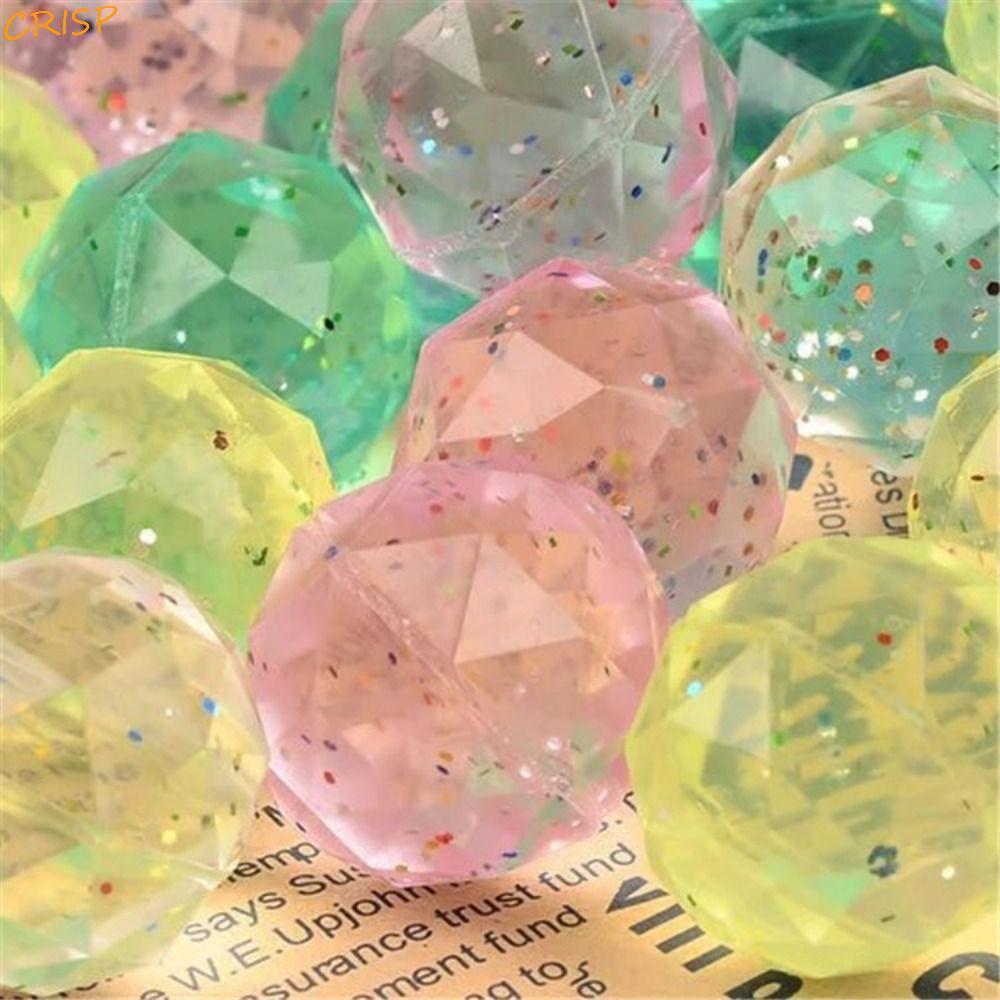CRISP 6 ชิ้น Diamond Bouncy Ball, Bouncy ของเล่นยางนุ่ม Bouncy Ball, ตลกสุ่มขนาดใหญ่สายรุ้งสีหญิง