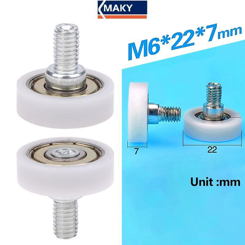 MAKY 1PC M6*22*7 ด้ายภายนอกพลาสติก Arc ทรงกลมนูนล้อสกรูแบริ่งลูกกลิ้งลิ้นชักอุปกรณ์กลอุปกรณ์เสริม TH