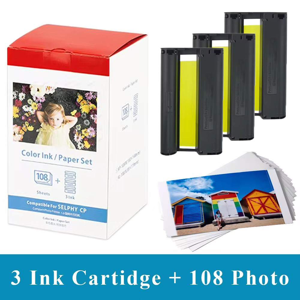 CANON-108IN ตลับหมึก Canon Selphy CP1300 CP1500 KP-108 3 และกระดาษภาพถ่าย 108 4x6 สําหรับ Canon Selp