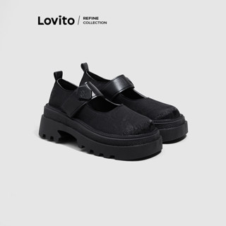 Lovito รองเท้าแมรี่เจนผู้หญิง ลายดอกไม้ งานปักตาไก่ พื้นหนา …