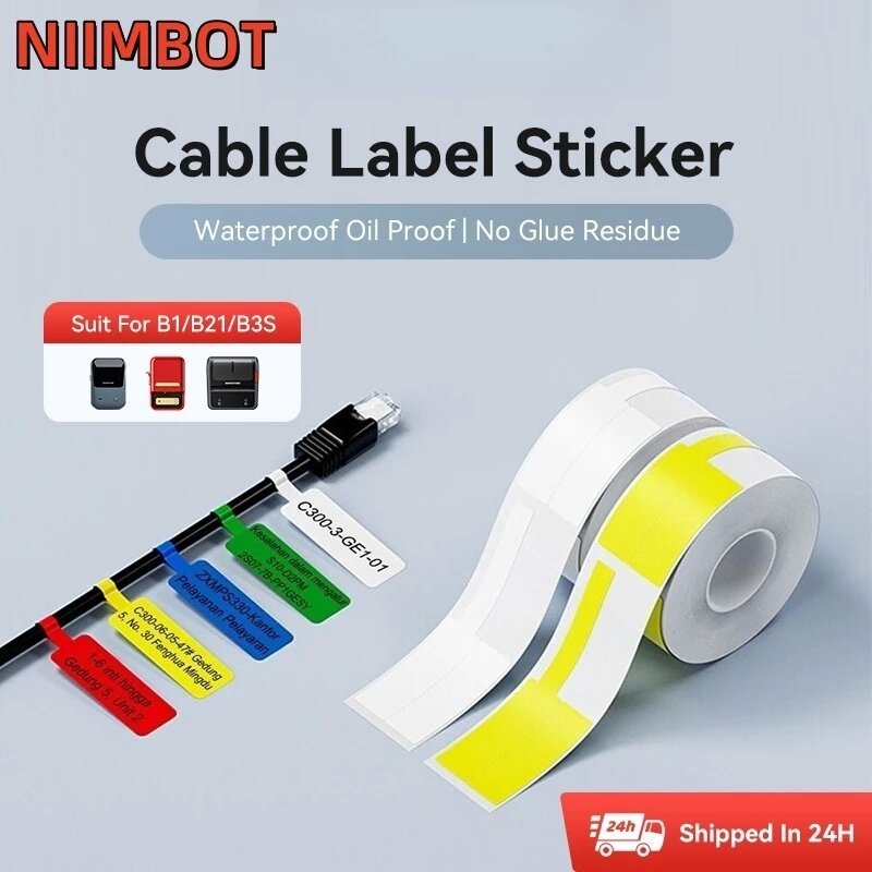 Niimbot Cable Label Paper สติ๊กเกอร์กันน้ํา สติ๊กเกอร์ Aesthetic iber Wire Tags Network Marker Organ