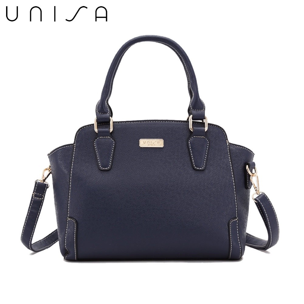 YD2 UNISA Saffiano Trapeze Convertible Top Handle Bag - Black/Khaki/Navy Blue/Taupe)