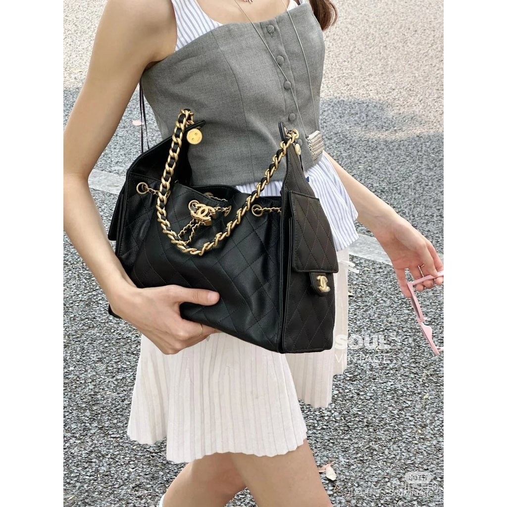 CHANEL Cowhide Wandering hobo Bag ag Underarm Bag 25hobo Original Hardware Original Leather Jennie S