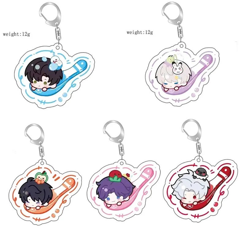 Love and Deep Space Chibi พวงกุญแจอะคริลิครูปช้อนน่ารักสําหรับห้อยกระเป๋าเป้สะพายหลังและเกมของขวัญ T
