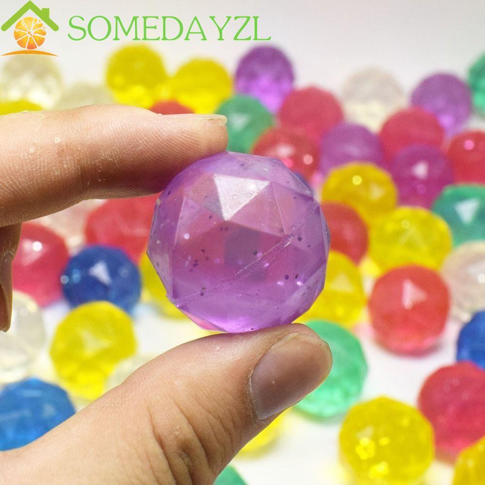 SOMEDAYZL 6 ชิ้น Diamond Bouncy Ball, Rainbow สียางนุ่ม Bouncy Ball, Diamond Shape Ball สุ่ม Bouncy 