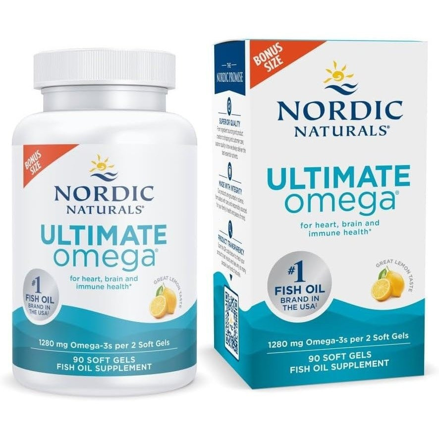 Nordic Natural Ultimate Omega Lemon Flavour Soft Capsules-90 Capsules-1280mg Omega-3-เสริมน้ํามันปลา