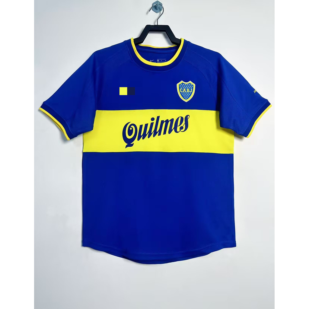 S-XXL 2000-01 Boca Juniors home retro jersey กีฬาฟุตบอลเสื้อยืดแขนสั้น