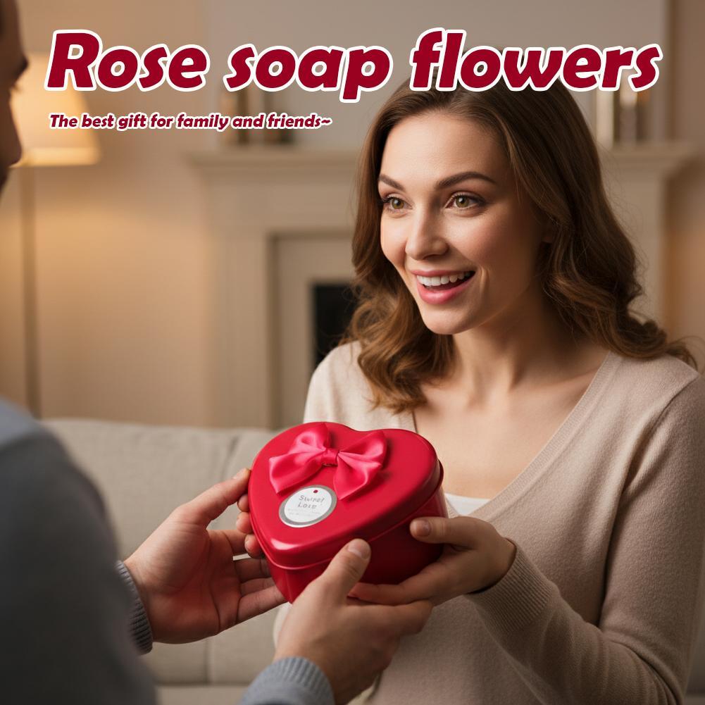 Rose Soap Flowers Heart Shape Anniversary Flower Valentines Set Day Day Day Day Christmas G9b7