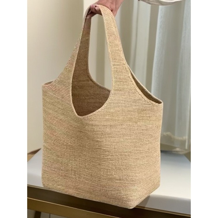 High-quality hand-woven raffia shoulder bucket bag for women, large capacity, versatile for vacation