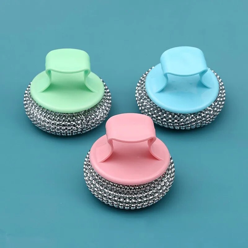 Cleaning Ball Brush Detachable Stainless Steel Cleaning Brush Pot, Dish & Dish Brush Kitchen Cleanin