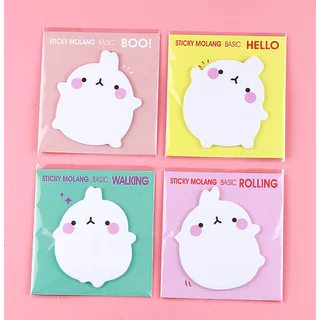 S0238 กระดาษโน๊ต กาวในตัว ลายการ์ตูน Molang 8*8.5ซม. น่ารัก สไตล์เกาหลี เครื่องเขียน Sticky Note