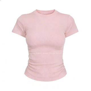 SuitcuteA009-01 เสื้อยืดคอกลมสำหรับผู้หญิง สีขาว สวมใส่ได้ทุกวัน